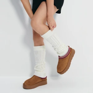 Ocieplacze na kostki i łydki z warkoczowym spotem kremowe House
