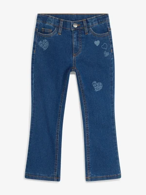 Ocieplane jeansy marki Lurchi o kroju bootcut, ze średnim stanem BonPrix niebieski