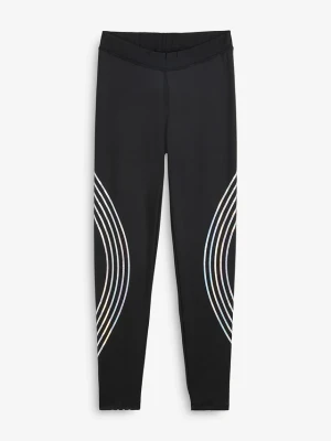 Ocieplane legginsy sportowe z odblaskowymi detalami, o długości nad kostkę BonPrix czarny