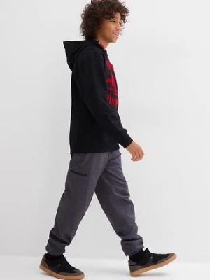 Ocieplane spodnie bojówki z dżersejową podszewką o kroju loose fit bonprix