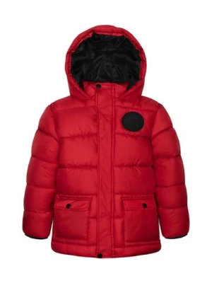 Ocieplany czerwony płaszcz pikowany niemowlęcy z kapturem Minoti