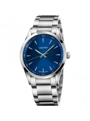 Odważny Zegarek Kwarcowy z Niebieską Tarczą i Bransoletą ze Stali Nierdzewnej Calvin Klein