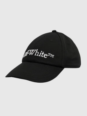 OFF-WHITE Czarna czapka z daszkiem z haftowanym dużym logo, Rozmiar M Off White