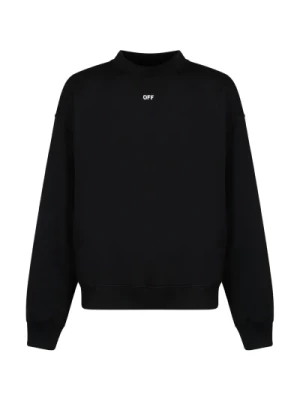 Off White, Czarny Bawełniany Sweter z Nadrukiem Logo Black, male,