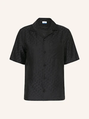 Off-White Koszula Z Klapami Regular Fit Z Dodatkiem Jedwabiu schwarz