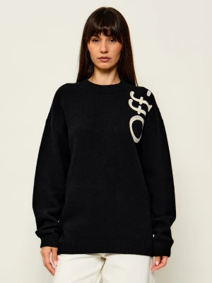 OFF-WHITE Wełniany sweter Bookish | Loose fit Off White czarny