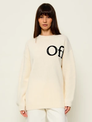 OFF-WHITE Wełniany sweter Bookish | Loose fit Off White kremowy