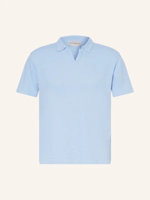 Officine Générale Koszulka Polo Simon Z Lnem blau