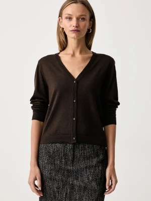 Officine Generale sweter rozpinany damski z wełną MONIA Officine Générale brązowy