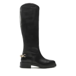 Oficerki Tommy Hilfiger Twist Flat Longboot FW0FW07057 Czarny