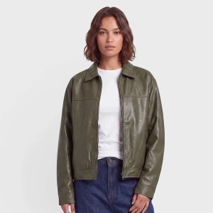 OG Pu Leather Boxy Jacket Karl Kani zielony
