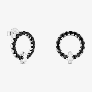 Okrągłe Kolczyki Ze Srebra Z Czarnym Spinelem Tous Straight - Tous Rozmiar