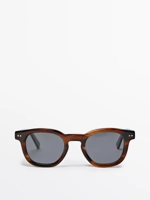 Okrągłe Okulary Przeciwsłoneczne - Bordowy - Massimo Dutti - Male