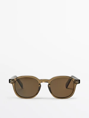 Okrągłe Okulary Przeciwsłoneczne - Szarobrązowy - Massimo Dutti - Male