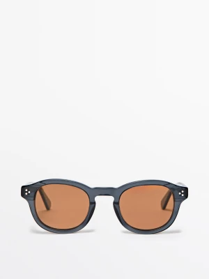 Okrągłe Okulary Przeciwsłoneczne - Szaroniebieski - Massimo Dutti - Male