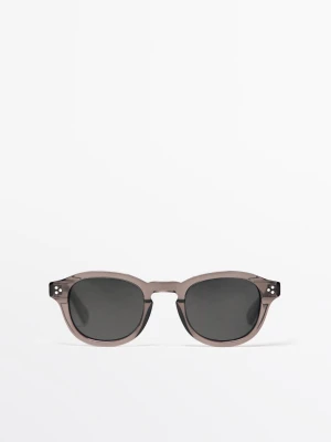 Okrągłe Okulary Przeciwsłoneczne - Szary - - Massimo Dutti - Mężczyzna