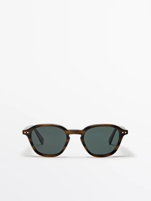 Okrągłe Okulary Przeciwsłoneczne - Szmaragdowy - - Massimo Dutti - Mężczyzna