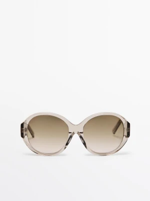 Okrągłe Okulary Przeciwsłoneczne - Zielony - - Massimo Dutti - Kobieta