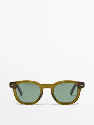 Okrągłe Okulary Przeciwsłoneczne - Zielony - Massimo Dutti - Male