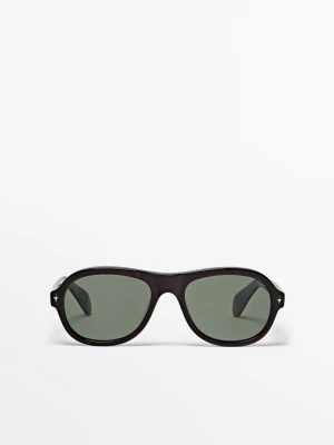 Okulary Aviator - Brązowy - - Massimo Dutti - Mężczyzna