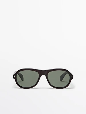 Okulary Aviator - Brązowy - - Massimo Dutti - Mężczyzna