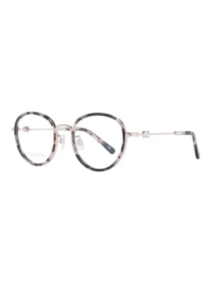 Okulary Optyczne z Metalu w Kształcie Okrągłym w Kolorze Różowego Złota Swarovski