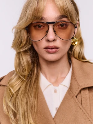 Okulary pilotki z brązowymi szkłami TARANKO