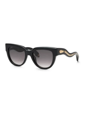 Okulary przeciwsłoneczne damskie kwadratowe czarne błyszczące Roberto Cavalli