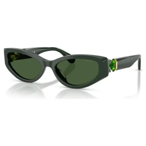 Okulary przeciwsłoneczne, Kształt kociego oka, SK6045, Zielone Swarovski