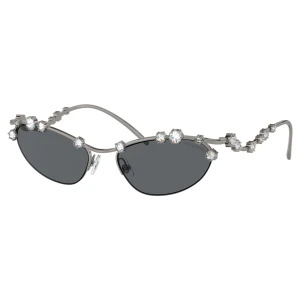 Okulary przeciwsłoneczne, Kształt kociego oka, SKU001, W odcieniu srebra Swarovski