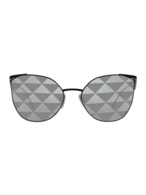 Okulary przeciwsłoneczne oieregularnym kształcie z srebrnymi trójkątami Prada