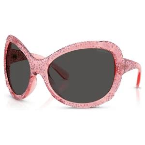 Okulary przeciwsłoneczne, Oversize, Kształt kociego oka, SK6052, Różowe Swarovski
