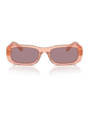 Okulary przeciwsłoneczne prostokątne z jasnymi soczewkami fioletowymi Miu Miu