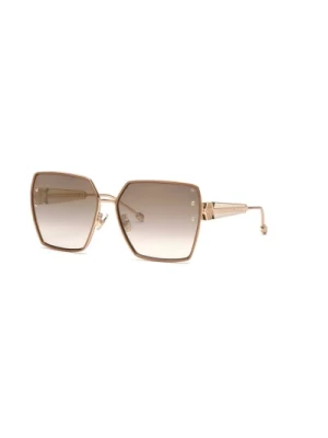 Okulary przeciwsłoneczne w kolorze Shiny Rose Gold z soczewkami Brown Gradient/Mirror Gold Philipp Plein