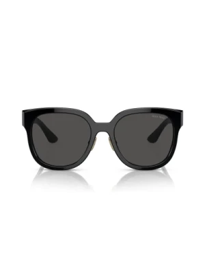 Okulary przeciwsłoneczne w kształcie kwadratu z czarną oprawą i ciemnoszarymi soczewkami Miu Miu
