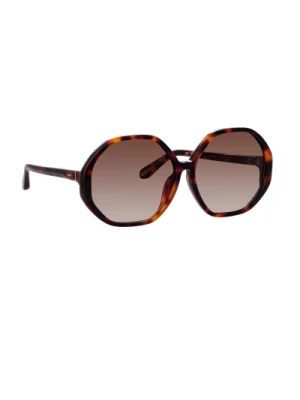 Okulary przeciwsłoneczne w kształcie sześciokąta z brązowymi soczewkami gradientowymi Linda Farrow