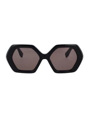 Okulary przeciwsłoneczne w kształcie sześciokąta z odważną czarną oprawą i jasnoszarymi soczewkami Ambush