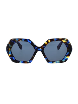 Okulary przeciwsłoneczne w kształcie sześciokąta z odważną oprawką w kolorze żółwia Ambush