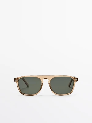 Okulary Przeciwsłoneczne W Oprawce W Kształcie Litery D - Musztardowy - Massimo Dutti - Male