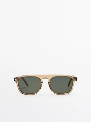 Okulary Przeciwsłoneczne W Oprawce W Kształcie Litery D - Musztardowy - - Massimo Dutti - Mężczyzna