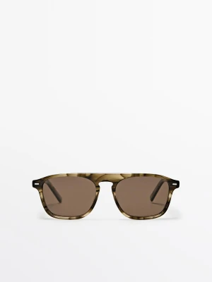 Okulary Przeciwsłoneczne W Oprawce W Kształcie Litery D - Ziel Pop - - Massimo Dutti - Mężczyzna