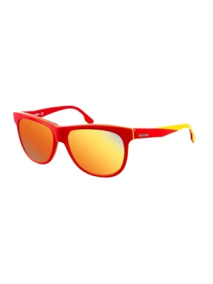 Okulary przeciwsłoneczne z czerwoną oprawką z acetatu i żółtymi konturami Diesel