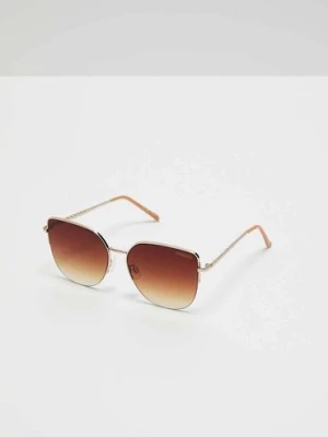 Okulary przeciwsłoneczne z metalowymi oprawkami brązowe Moodo