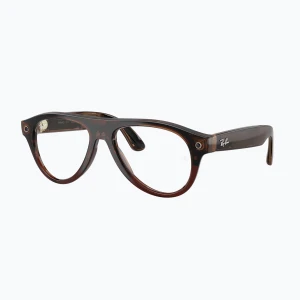 Okulary z kamerą Ray-Ban Meta Aviator transp. umber / trs jade Brązowy