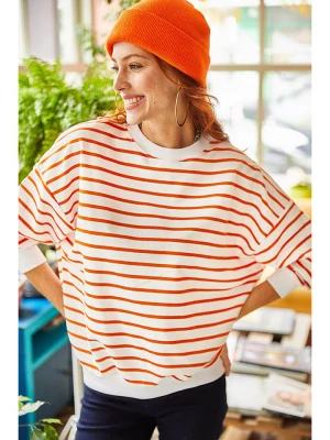 Olalook Bluza w kolorze biało-pomarańczowym rozmiar: L