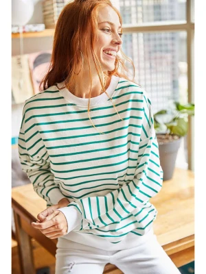 Olalook Bluza w kolorze biało-zielonym rozmiar: L
