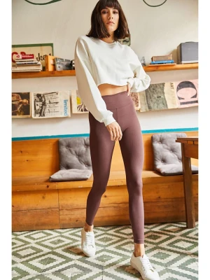Olalook Legginsy w kolorze brązowym rozmiar: L