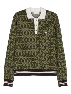 Olive & Dark Brown Quarter Zip Top Wales Bonner