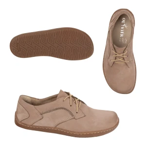 Olivier Barefoot Damskie minimalistyczne buty skórzane 1082 cappuccino nubuk beżowy