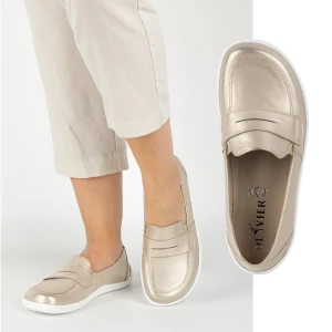 Olivier Barefoot Eleganckie Damskie minimalistyczne mokasyny skórzane 1280 złote złoty